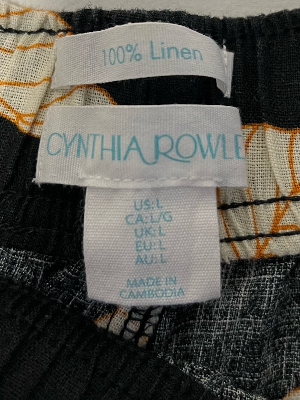 Cynthia Rowley Black Wide-Leg Floral Pants Elasticated Waist Summer - Picture 4 of 9
